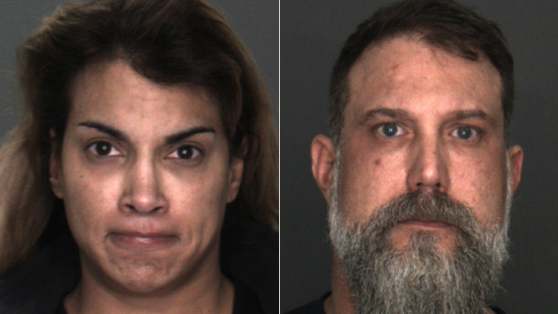 Melinda Smith, left, and Jay Whitney, right, are seen in booking photos released by the Rancho Cucamonga Police Department.