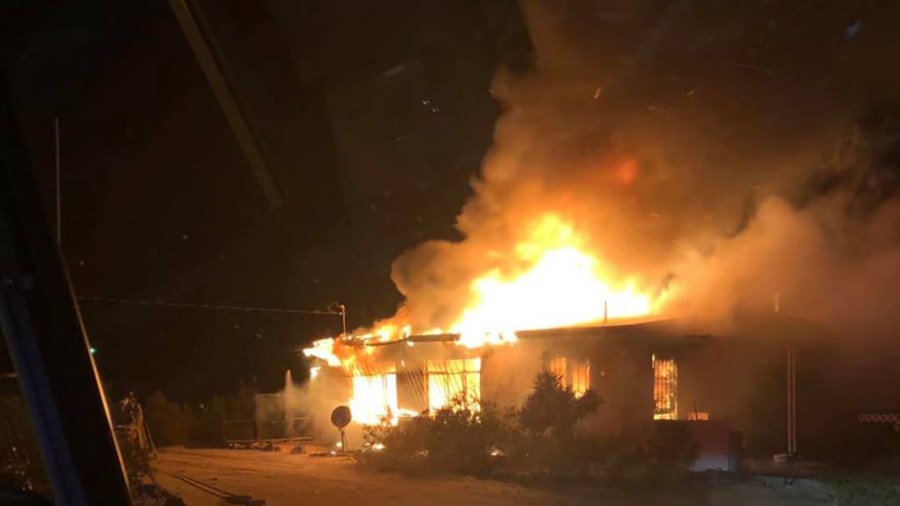 A man was found dead inside a burning hom in Twentynine Palms on Feb. 21, 2019. (Credit: San Bernardino Fire Department)