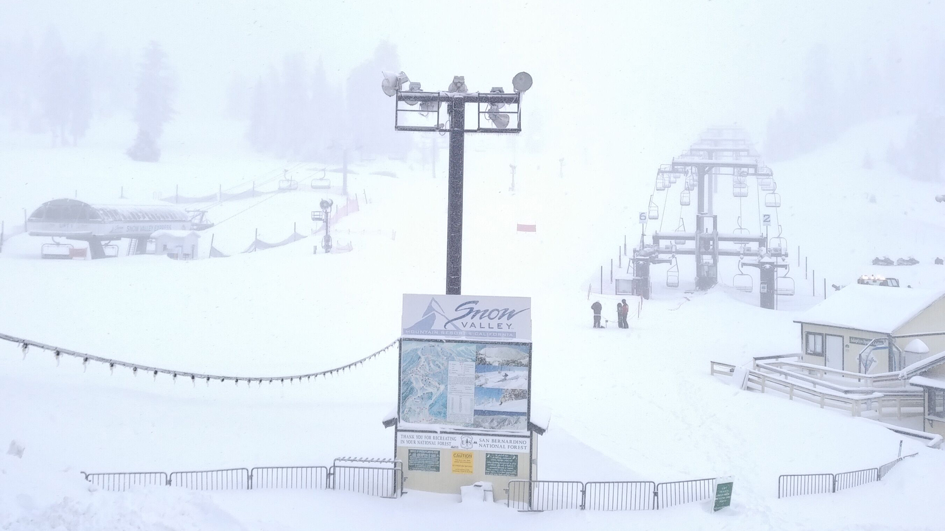 A storm dumped fresh snow at Snow Valley in Running Springs on Feb. 5, 2019. (Credit: Snow Valley)