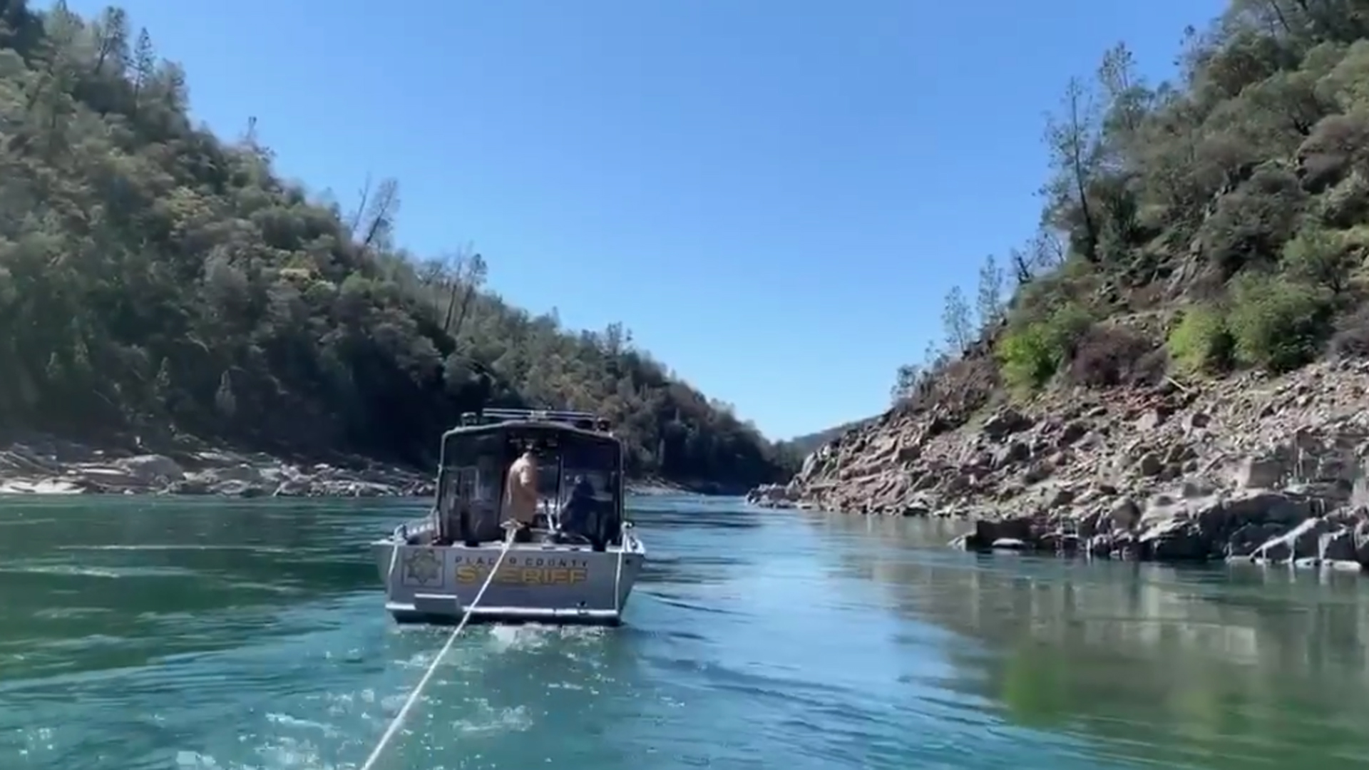 A search and rescue team looks for a man who fell in the American River on March 17, 2019. (Credit: Placer County Sheriff's Office)