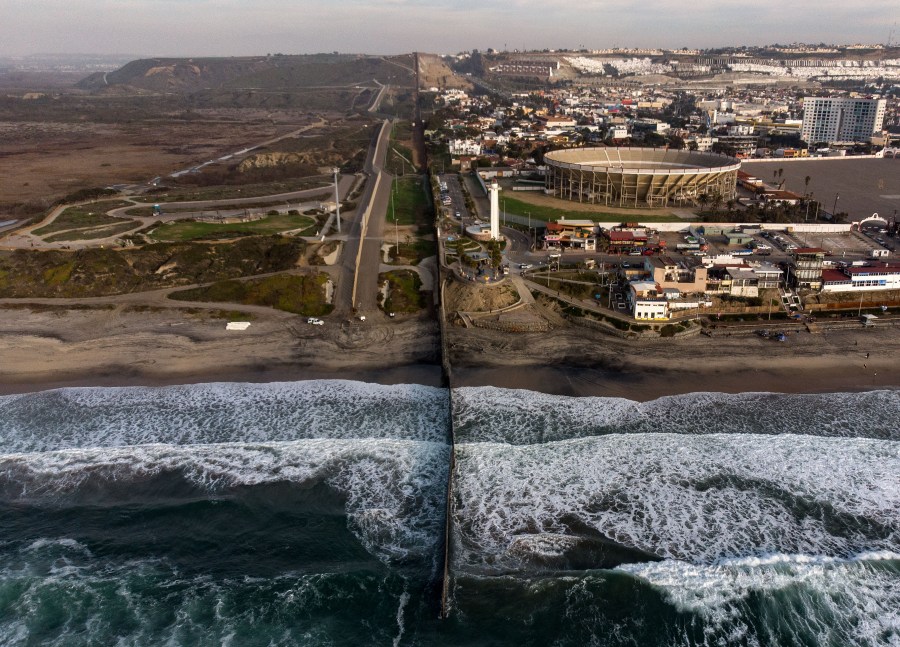 Aerial view of the U.S.-Mexico border fence seen from Playas de Tijuana, Baja California state, on Jan. 11, 2019. (Credit: Guillermo Arias / AFP / Getty Images)