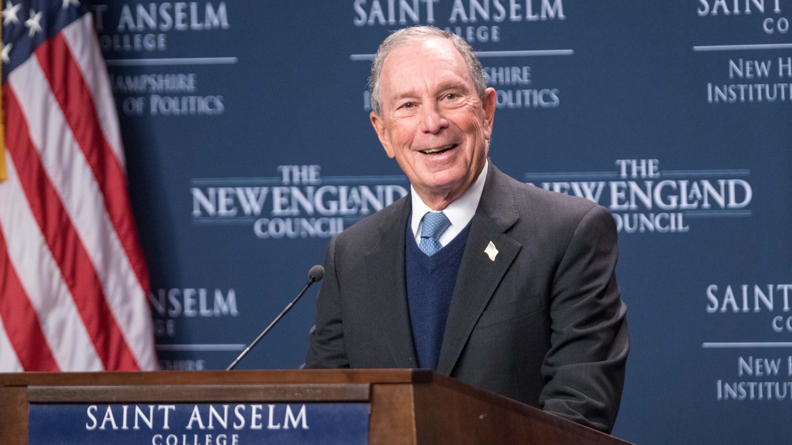 Former New York City Mayor Michael Bloomberg speaks about the climate at the New Hampshire Institute of Politics during a exploratory trip on Jan. 29, 2019, in Manchester, New Hampshire. (Credit: Scott Eisen/Getty Images)