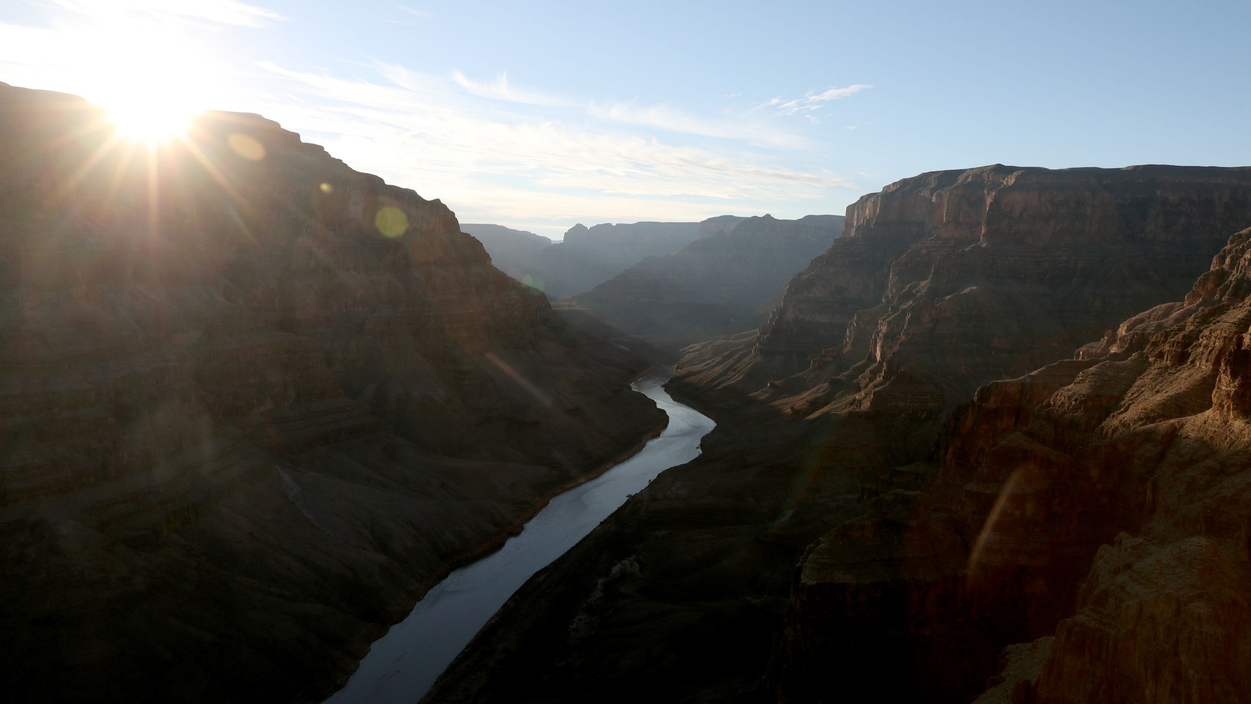 The Colorado River winds its way along the West Rim of the Grand Canyon in the Hualapai Indian Reservation on Jan. 10, 2019. (Credit: Justin Sullivan / Getty Images)