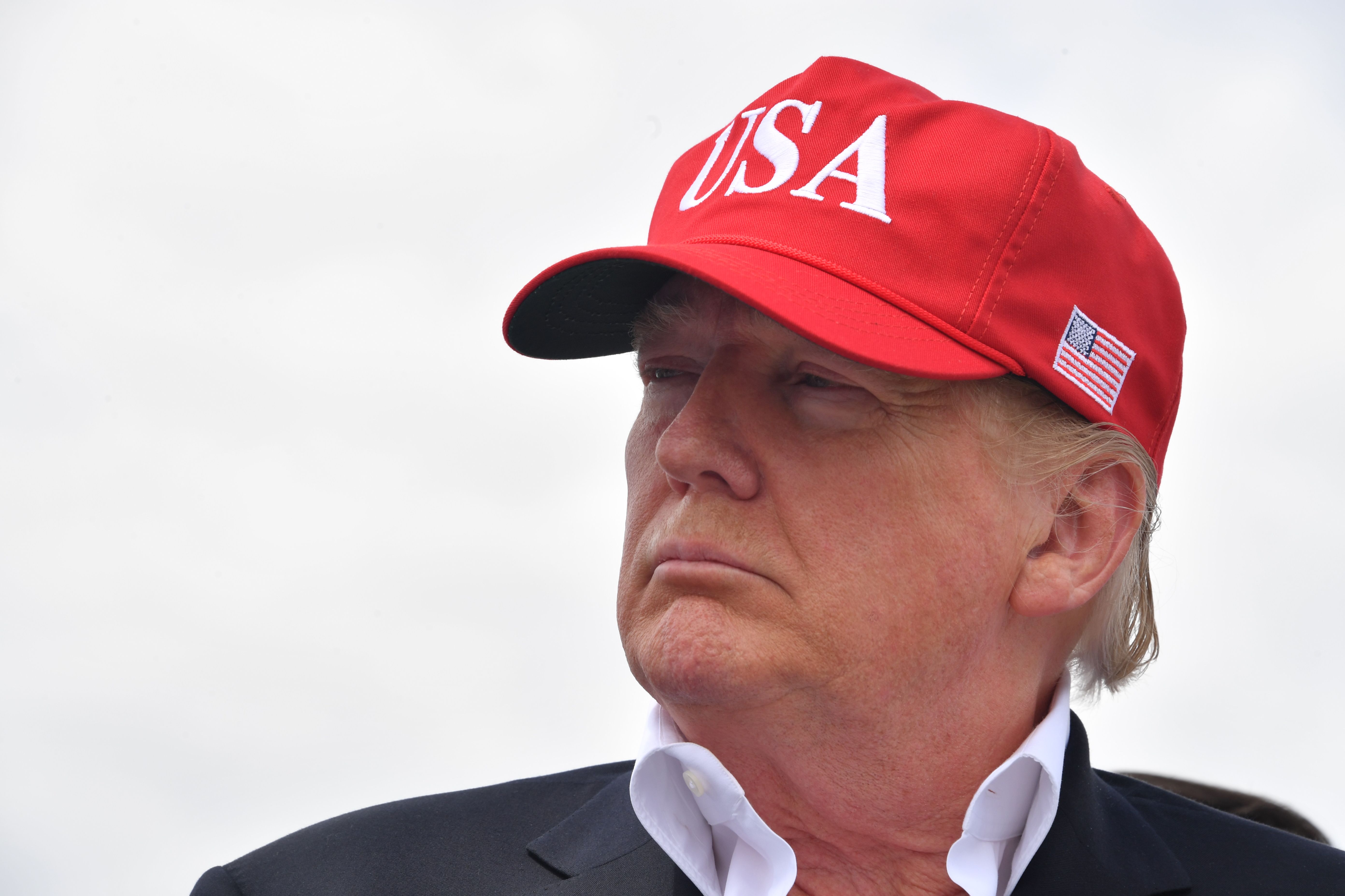 US President Donald Trump speaks at an event focused on infrastructure at the Edgar Hoover Dike on Lake Okeechobee in Florida, on March 29, 2019. (Credit: NICHOLAS KAMM/AFP/Getty Images)