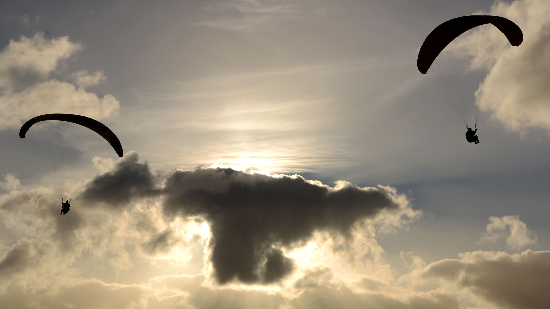 Two paragliders are seen over the Torrey Pines Golf Course on Jan. 27, 2013, in La Jolla, California. (Credit: Donald Miralle/Getty Images)