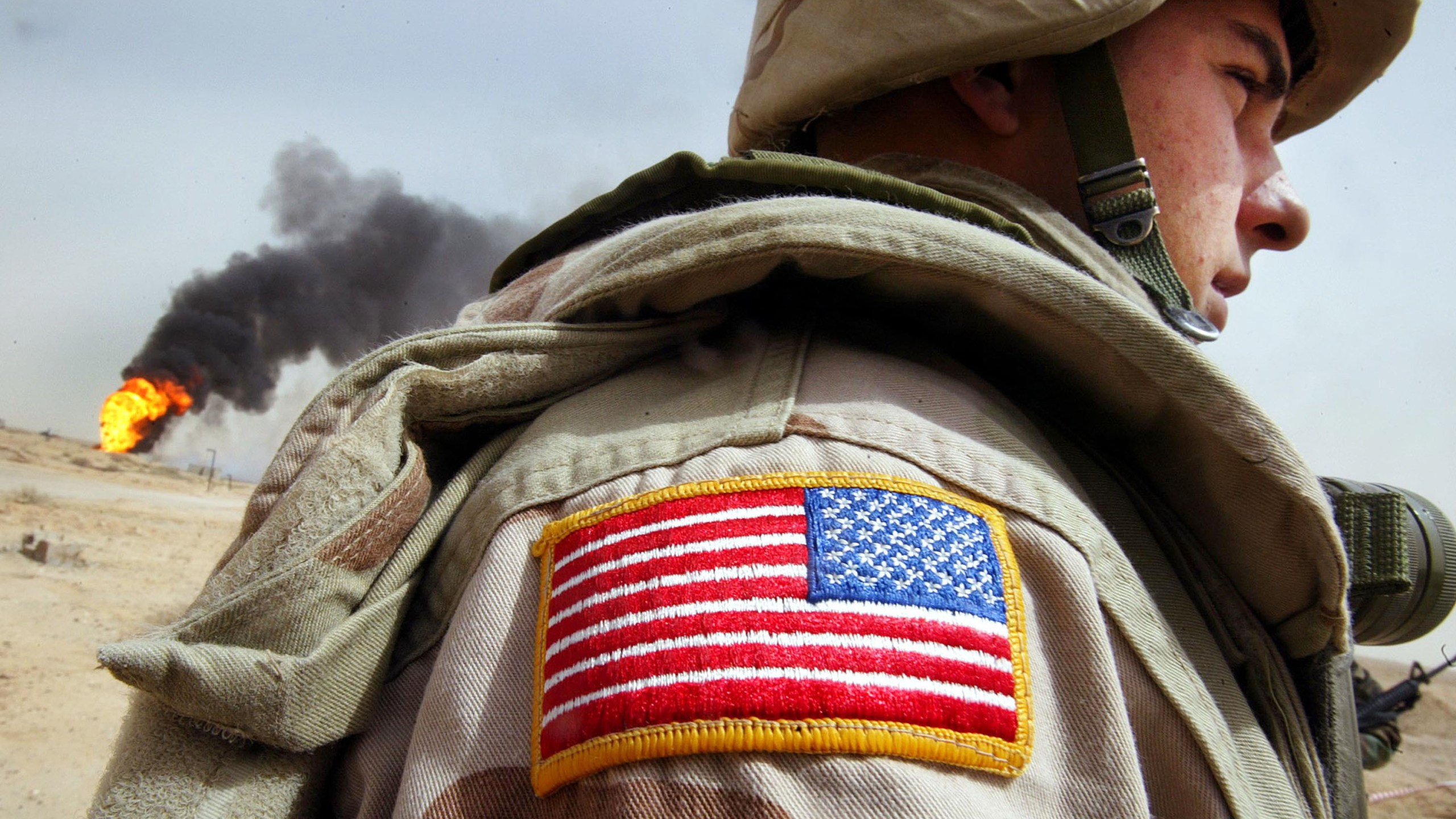 A file photo shows a U.S. flag patch on an American soldier's uniform. (Credit: Mario Tama/Getty Images)