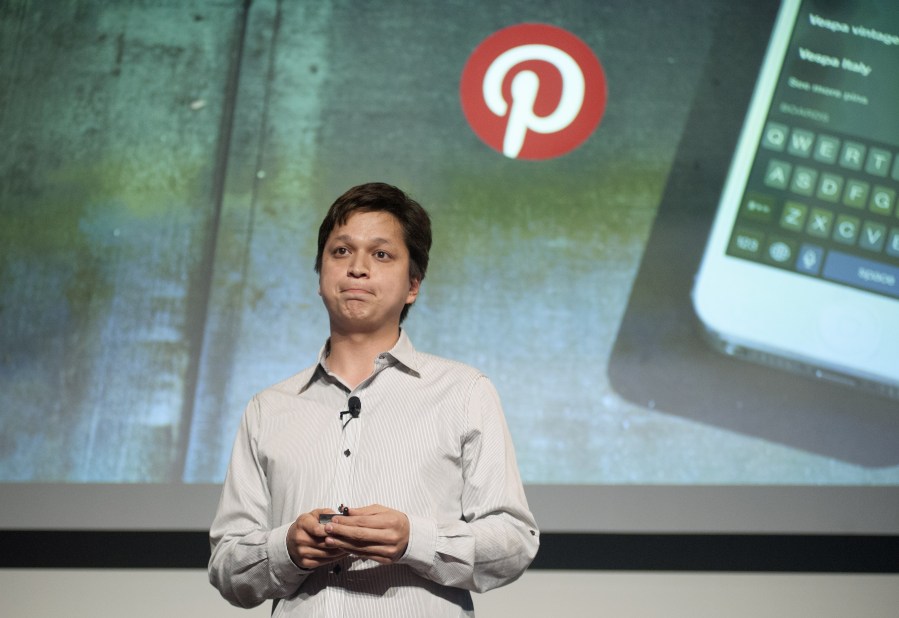 Pinterest CEO Ben Silbermann addresses media at the company's corporate headquarters in San Francisco on April 24, 2014. (Credit: Josh Edelson / AFP / Getty Images)