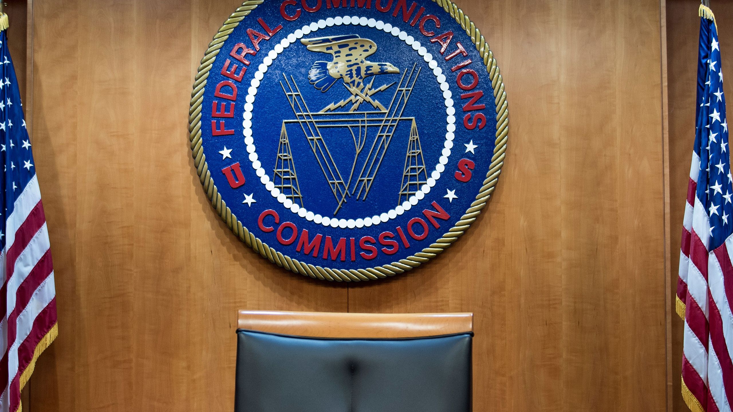 A view of the commission's hearing room before a hearing at the Federal Communications Commission on December 14, 2017 in Washington, DC. (Credit: BRENDAN SMIALOWSKI/AFP/Getty Images)