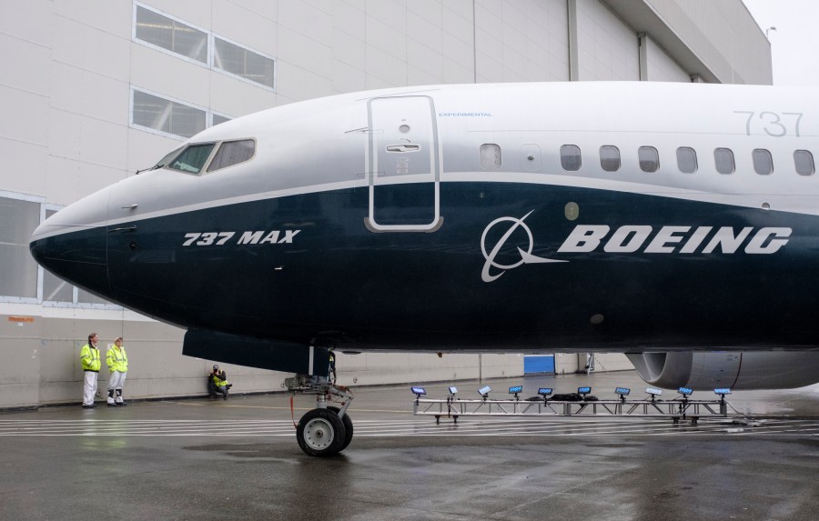 The first Boeing 737 MAX 7 aircraft sits on the tarmac outside of the Boeing factory on Feb. 5, 2018 in Renton, Washington. (Credit: Stephen Brashear/Getty Images)