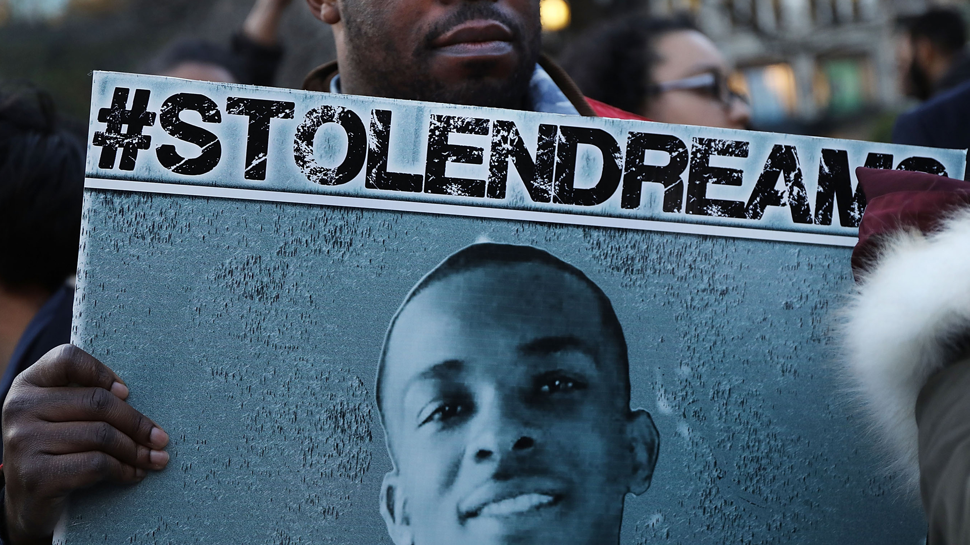 People attend a vigil for Stephon Clark on the anniversary of the assassination of Dr. Martin Luther King on April 4, 2018, in New York City. (Credit: Spencer Platt/Getty Images)