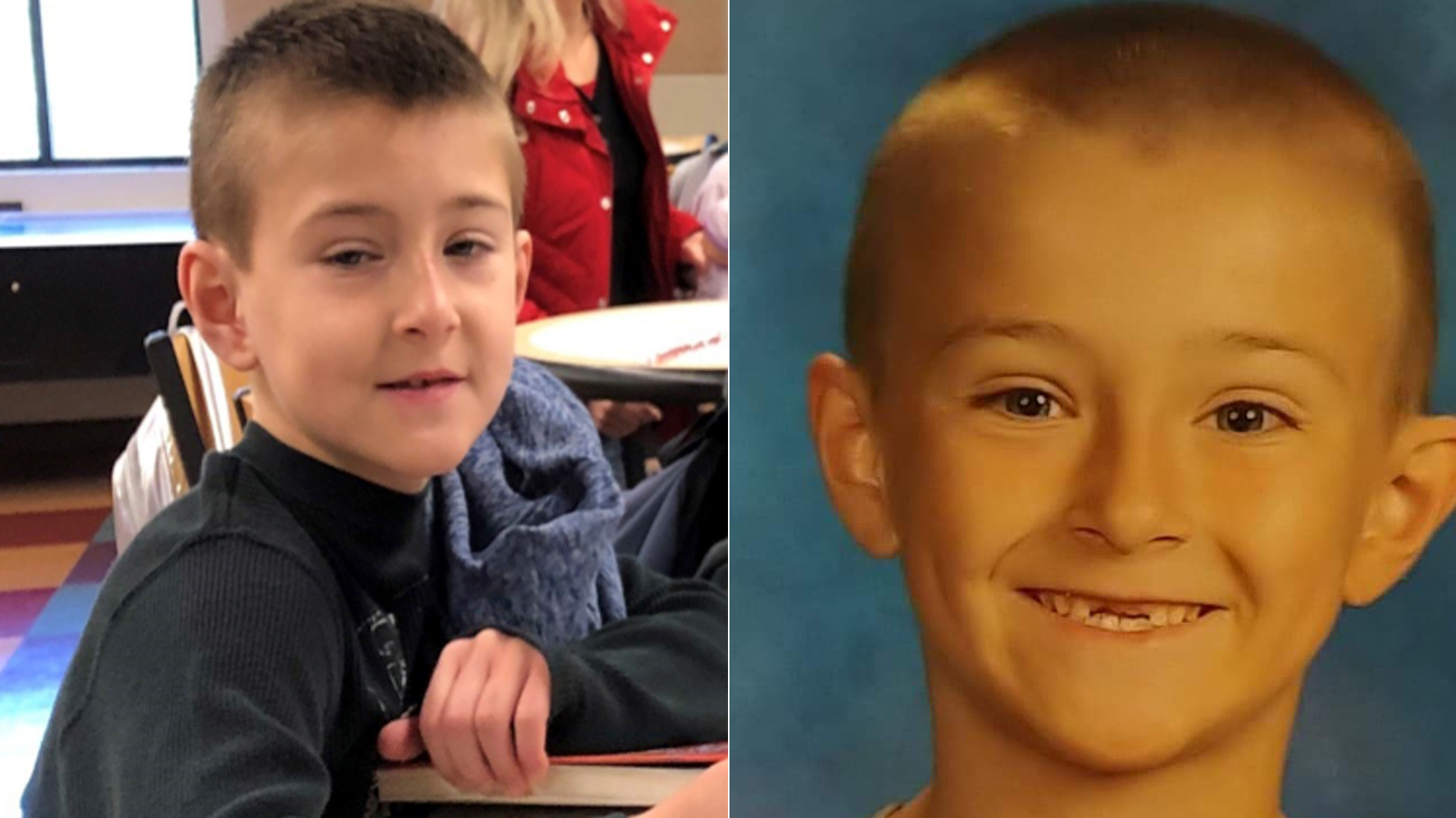 Noah McIntosh is seen in a photo released by Corona police, left, and in a photo provided by his family to KTLA.