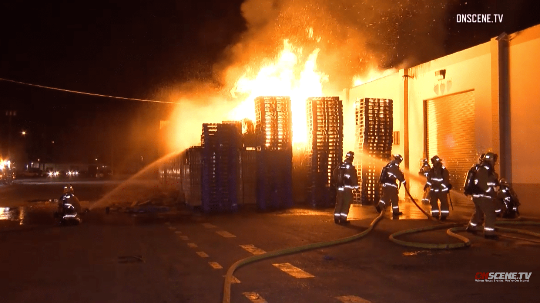 Oxnard firefighters responded to a pallet fire on March 22, 2019. (Credit: Onscene.tv)