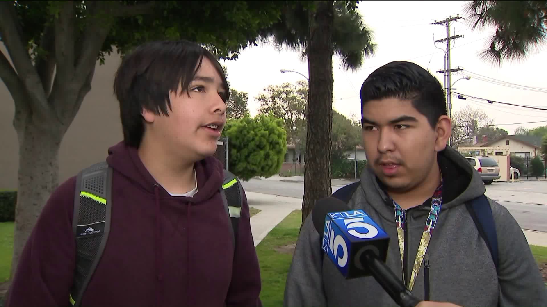 Paramount High School students speak to KTLA.