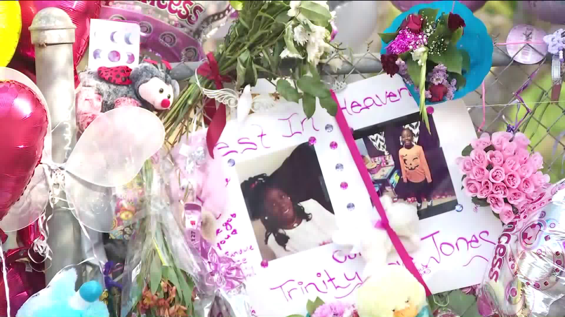 Family members gather on March 10, 2019, at the scene where a little girl was found dead inside of a duffel bag in Hacienda Heights on March 5, 2019. (Credit: KTLA)