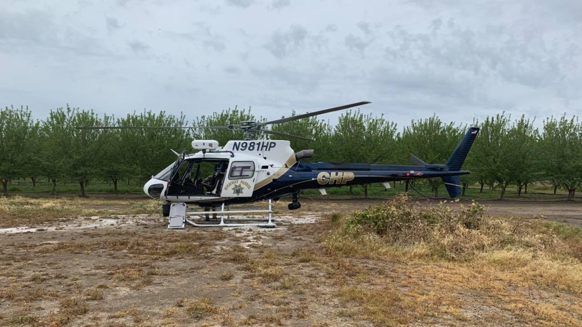 The California Highway Patrol released this photo on April 1, 2019 of a helicopter that responded to the Weyland Canal in Dixon following reports of two unresponsive teens.