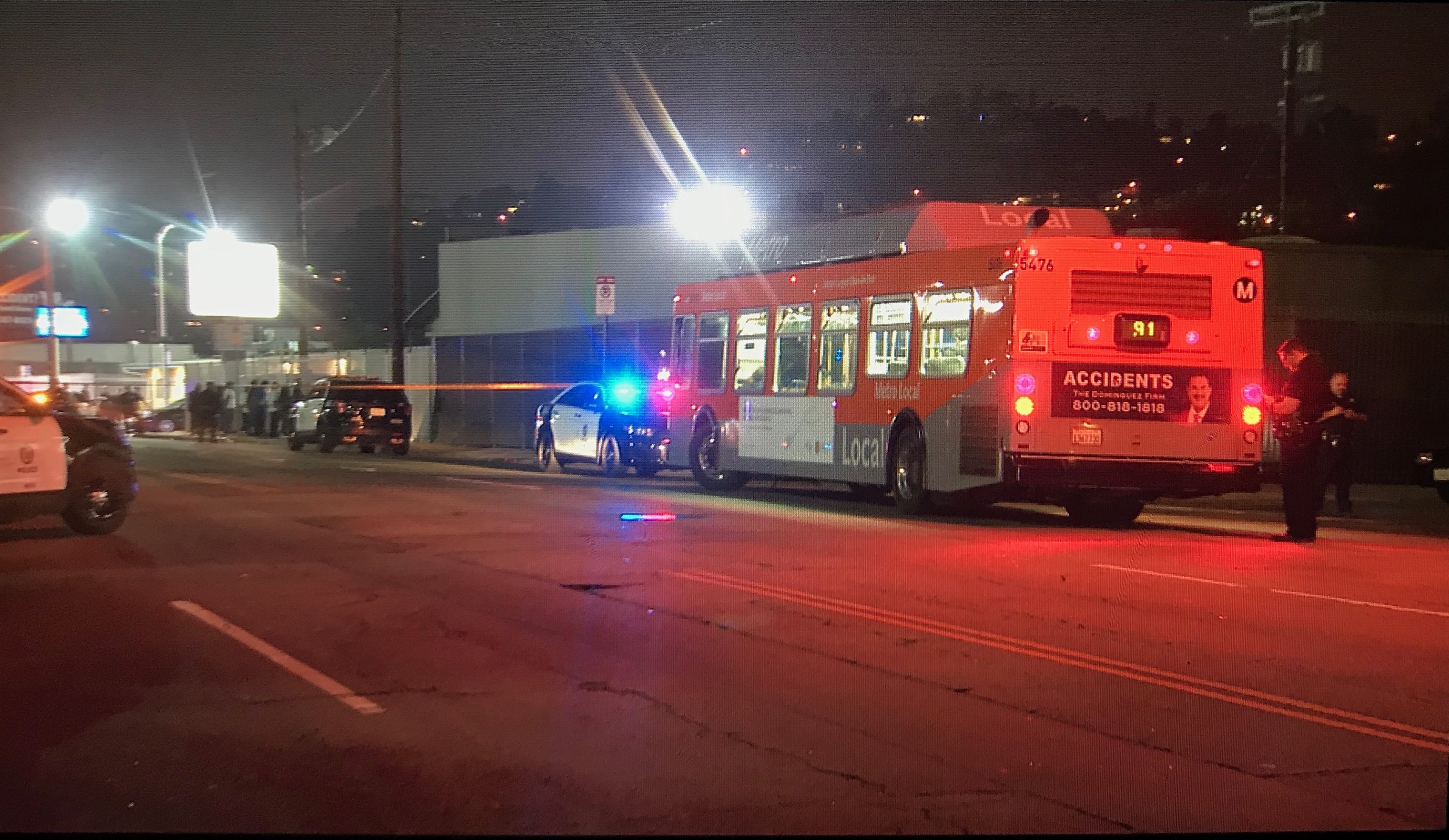 Police investigate a shooting that left five people wounded in Cypress Park on April 27, 2019. (Credit: KTLA)