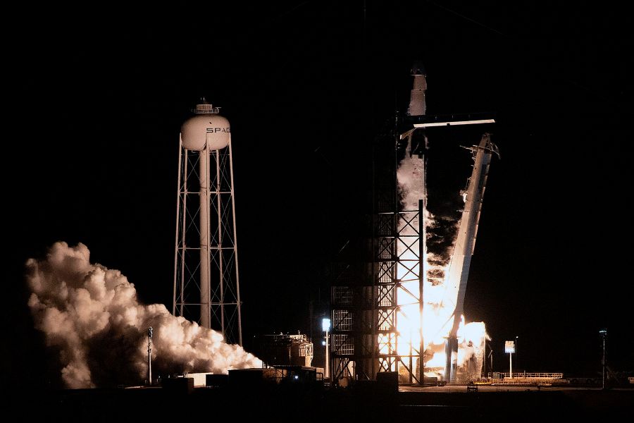 SpaceX Falcon 9 rocket with the company's Crew Dragon spacecraft onboard takes off during the Demo-1 mission, at the Kennedy Space Center in Florida on March 2, 2019. (Credit: Jim Watson/AFP/Getty Images)