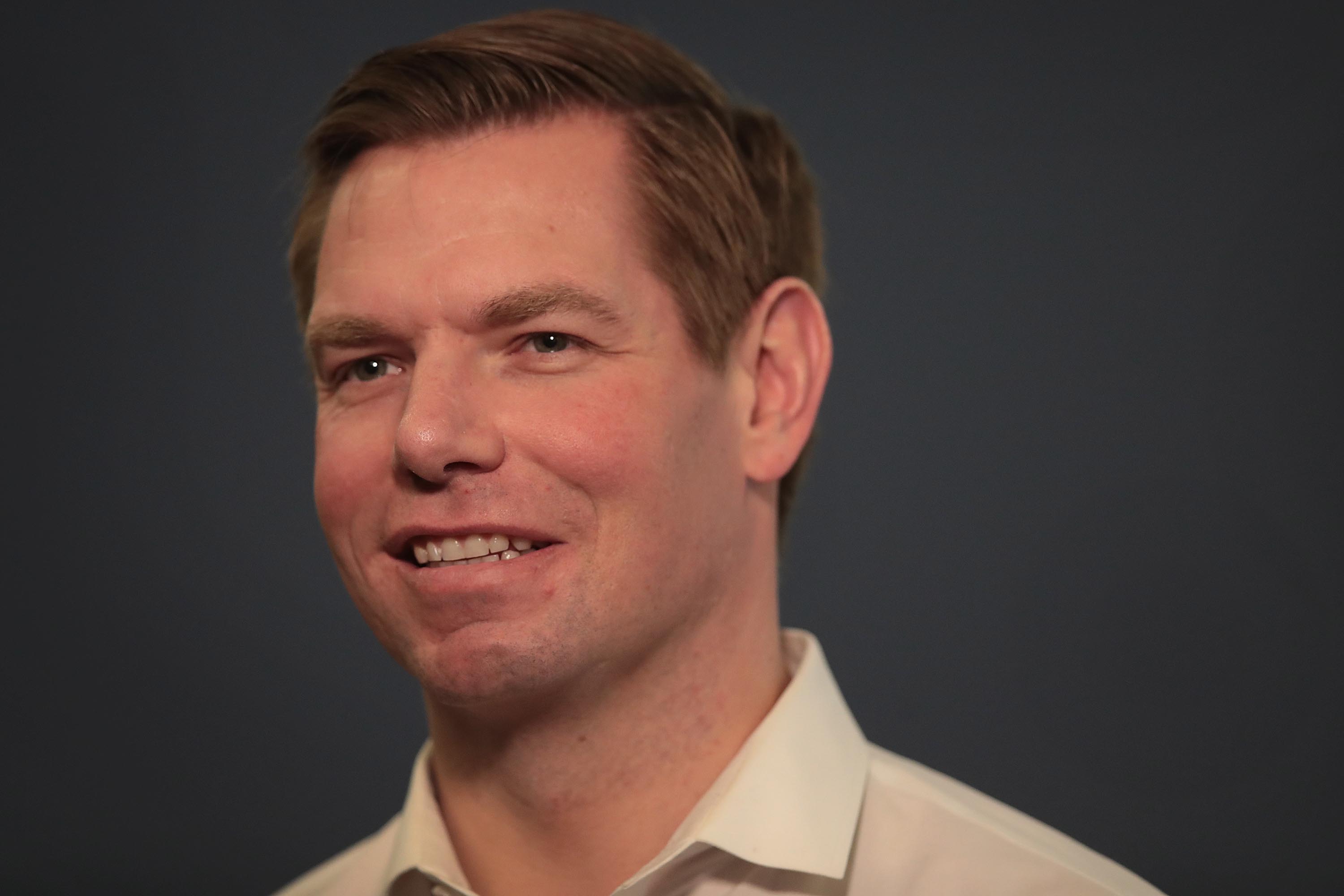 Congressman Eric Swalwell (D-CA) speaks to guests during an event at the Iowa City Public Library on Feb. 18, 2019, in Iowa City, Iowa. (Credit: Scott Olson/Getty Images)