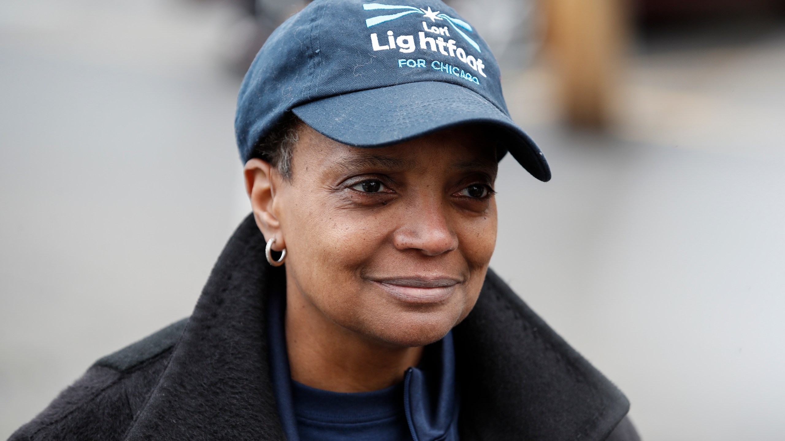 Chicago mayoral candidate Lori Lightfoot speaks to the press outside of the polling place at the Saint Richard Catholic Church in Chicago, Illinois on April 2, 2019. (Credit: KAMIL KRZACZYNSKI/AFP/Getty Images)