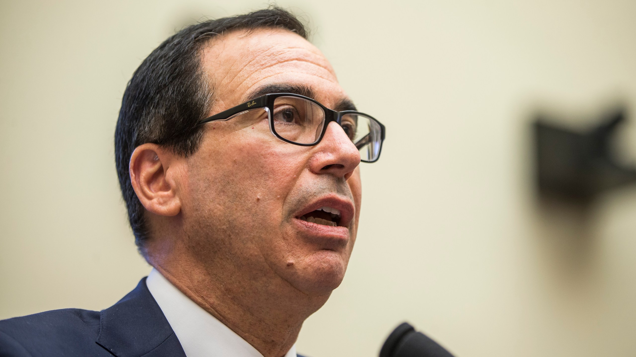 U.S. Secretary of Treasury Steve Mnuchin testifies during a House Financial Services Committee Hearing on Capitol Hill on April 9, 2019, in Washington, D.C. (Credit: Zach Gibson/Getty Images)