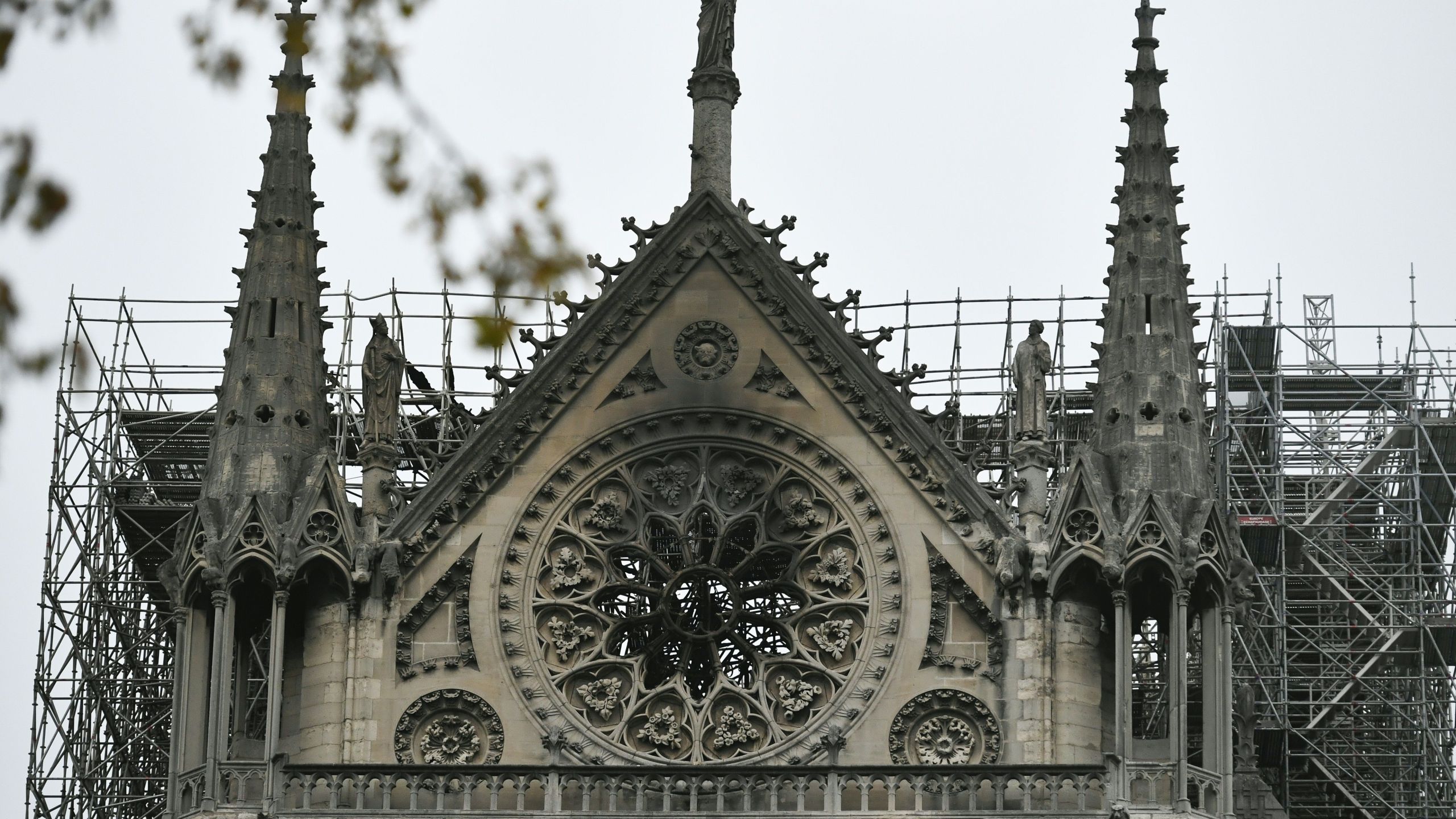 A picture shows Notre-Dame Cathedral in Paris on April 16, 2019, in the aftermath of a fire that caused its spire to crash to the ground.(Credit: STEPHANE DE SAKUTIN/AFP/Getty Images)