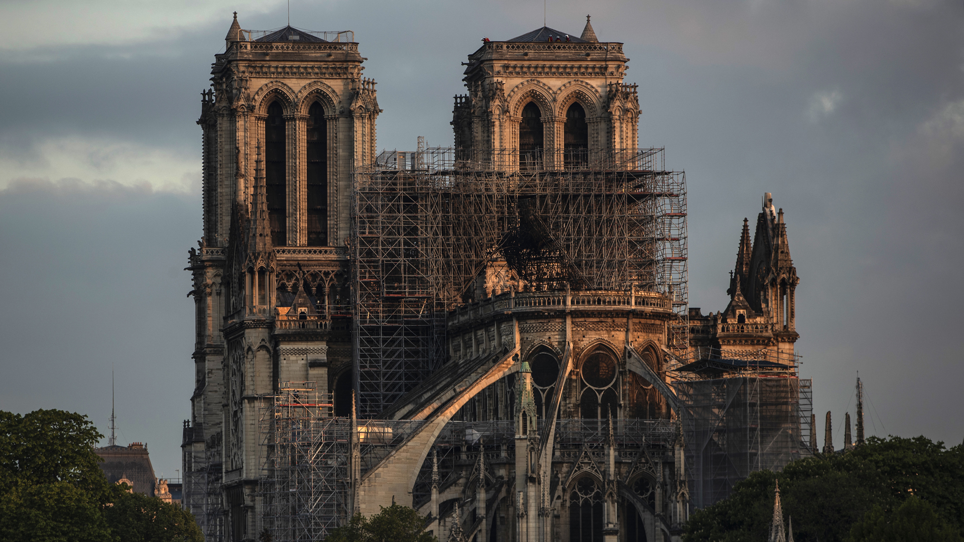 The Notre Dame Cathedral is seen after the fire on April 17, 2019, in Paris, France. (Credit: Dan Kitwood/Getty Images)