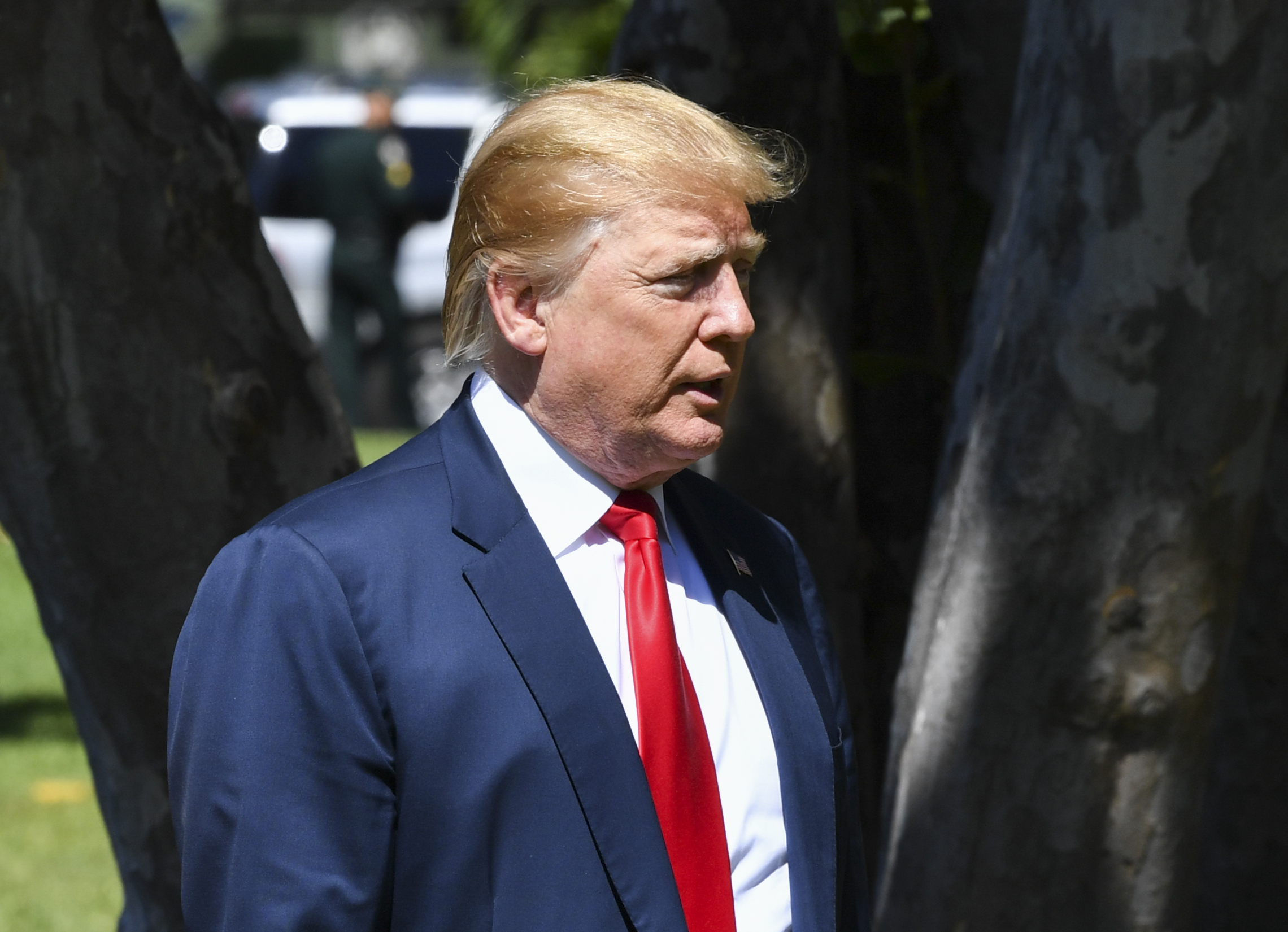 US President Donald Trump arrives at the Bethesda-by-the-Sea church for Easter services in Palm Beach, Florida on April 21, 2019. (Credit: NICHOLAS KAMM/AFP/Getty Images)