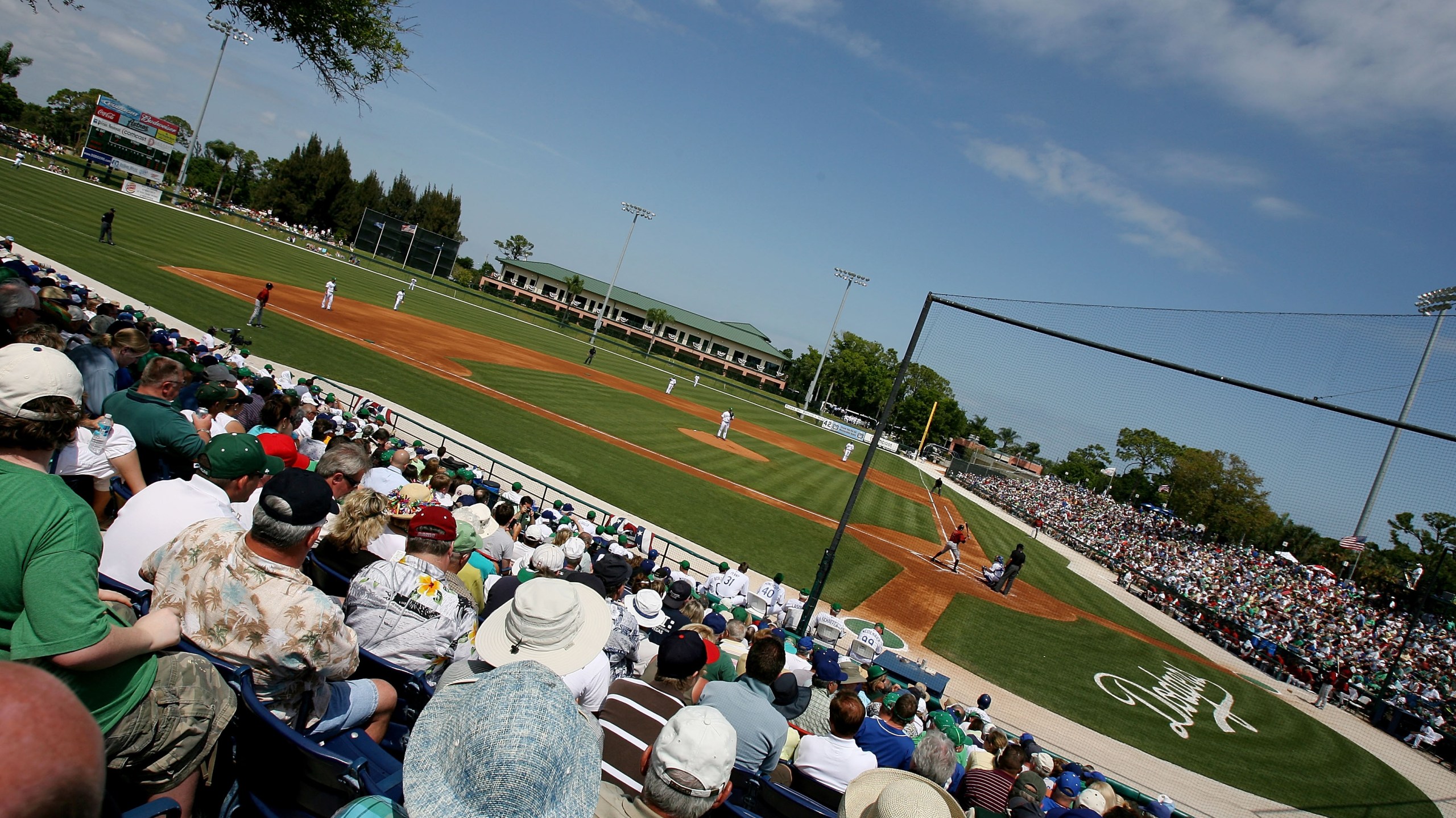 A veiw from up high as the Houston Astros take on the Los Angeles Dodgers during spring training in the last game played by the Dodgers in Dodgertown before moving to Arizona, March 17, 2008 in Vero Beach, Florida. (Credit: Doug Benc / Getty Images)