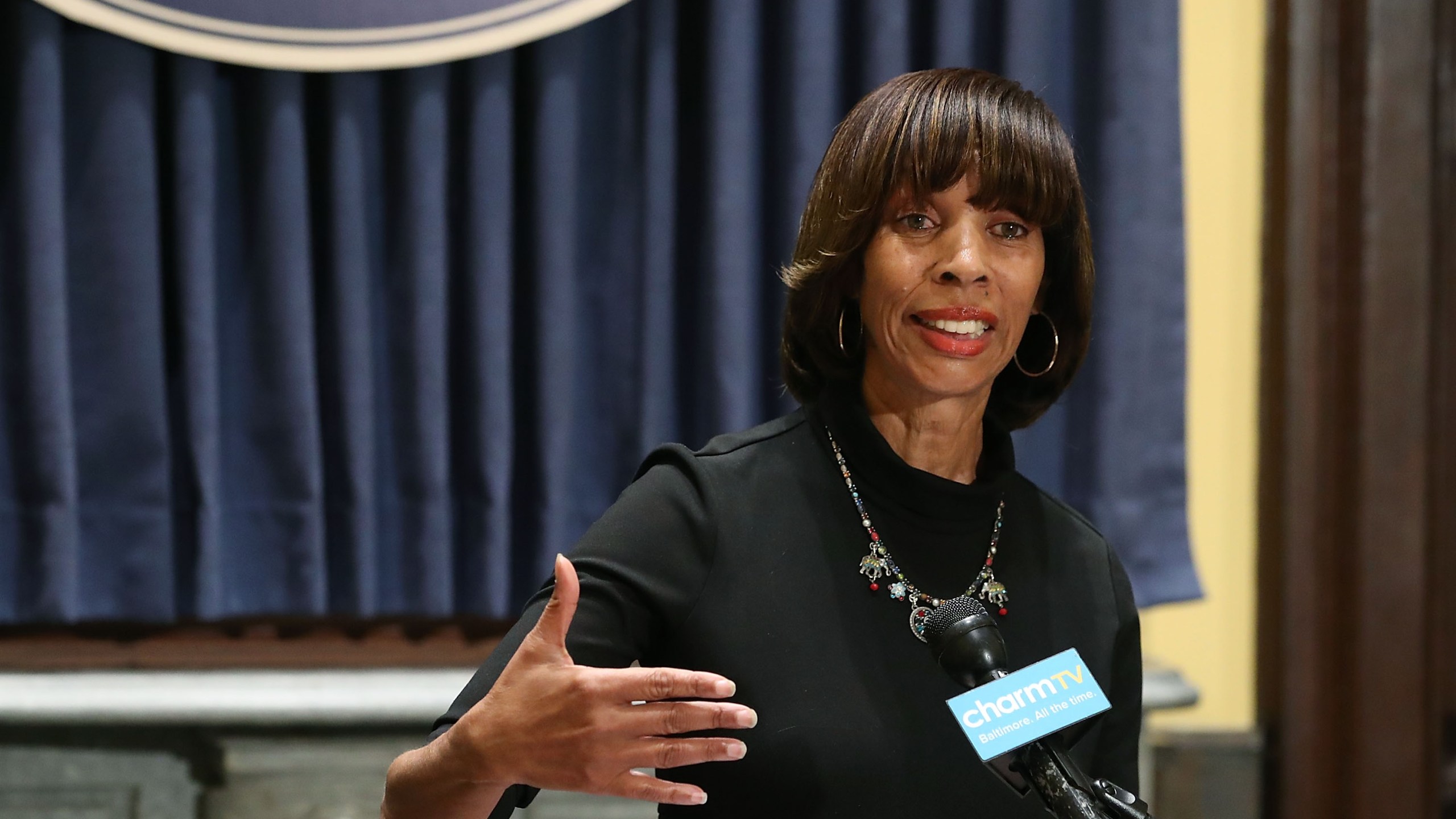 Baltimore Mayor Catherine Pugh speaks at a news conference on August 16, 2017 in Baltimore, Maryland. (Credit: Mark Wilson/Getty Images)