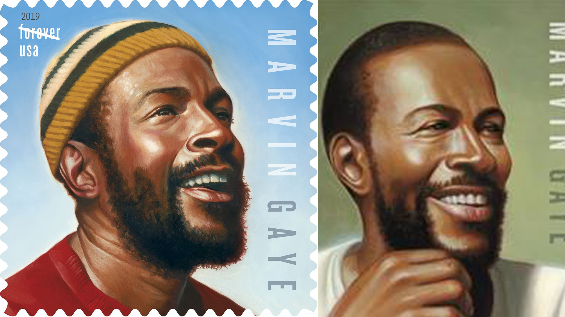 The U.S. Postal Service released the Marvin Gaye commemorative stamp on April 2, 2019.