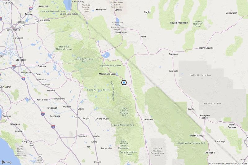 A map showing the location of the epicenter of Saturday morning's quake near Mesa, Calif. (Credit: Bing Maps via Los Angeles Times)