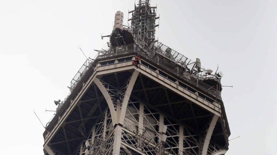 The Eiffel Tower has been closed to visitors after a man scaled it on May 20, 2019. (Credit: Michel Euler/ AP)