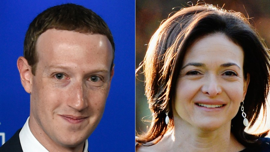 On left, Facebook CEO Mark Zuckerberg arrives at the European Parliament on May 22, 2018. (Credit: JOHN THYS/AFP/Getty Images) On right, Sheryl Sandberg, COO of Facebook, arrives for morning session of the Allen & Co. annual conference at the Sun Valley Resort on July 10, 2013 in Sun Valley, Idaho. (Credit: Kevork Djansezian/Getty Images)