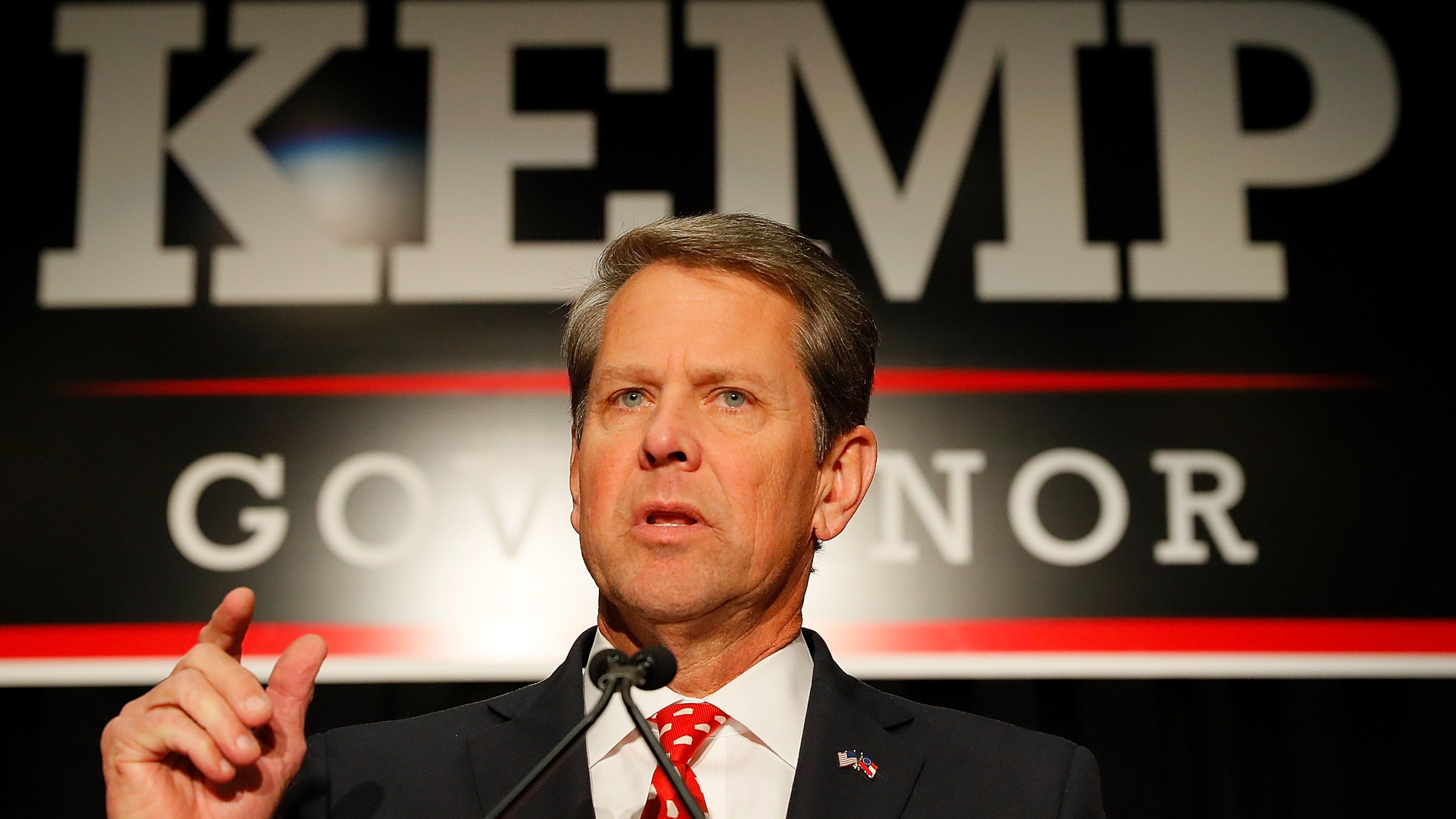 Then Republican gubernatorial candidate Brian Kemp attends the Election Night event at the Classic Center in Athens Georgia on Nov. 6, 2018. (Credit: Kevin C. Cox/Getty Images)