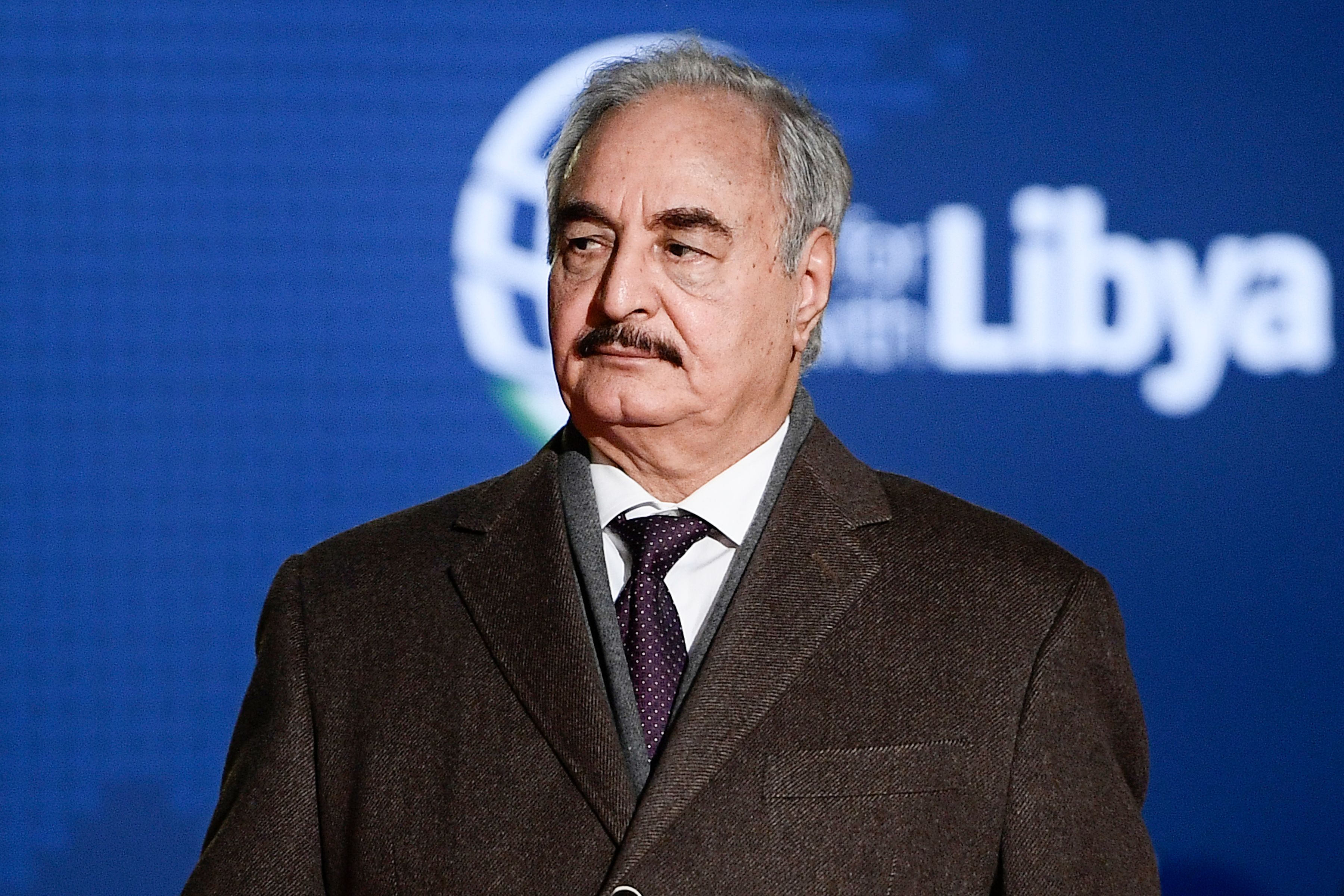 Self-proclaimed Libyan National Army (LNA) Chief of Staff, Khalifa Haftar, arrives for a conference on Libya on Nov. 12, 2018, at Villa Igiea in Palermo.(Credit: FILIPPO MONTEFORTE/AFP/Getty Images)