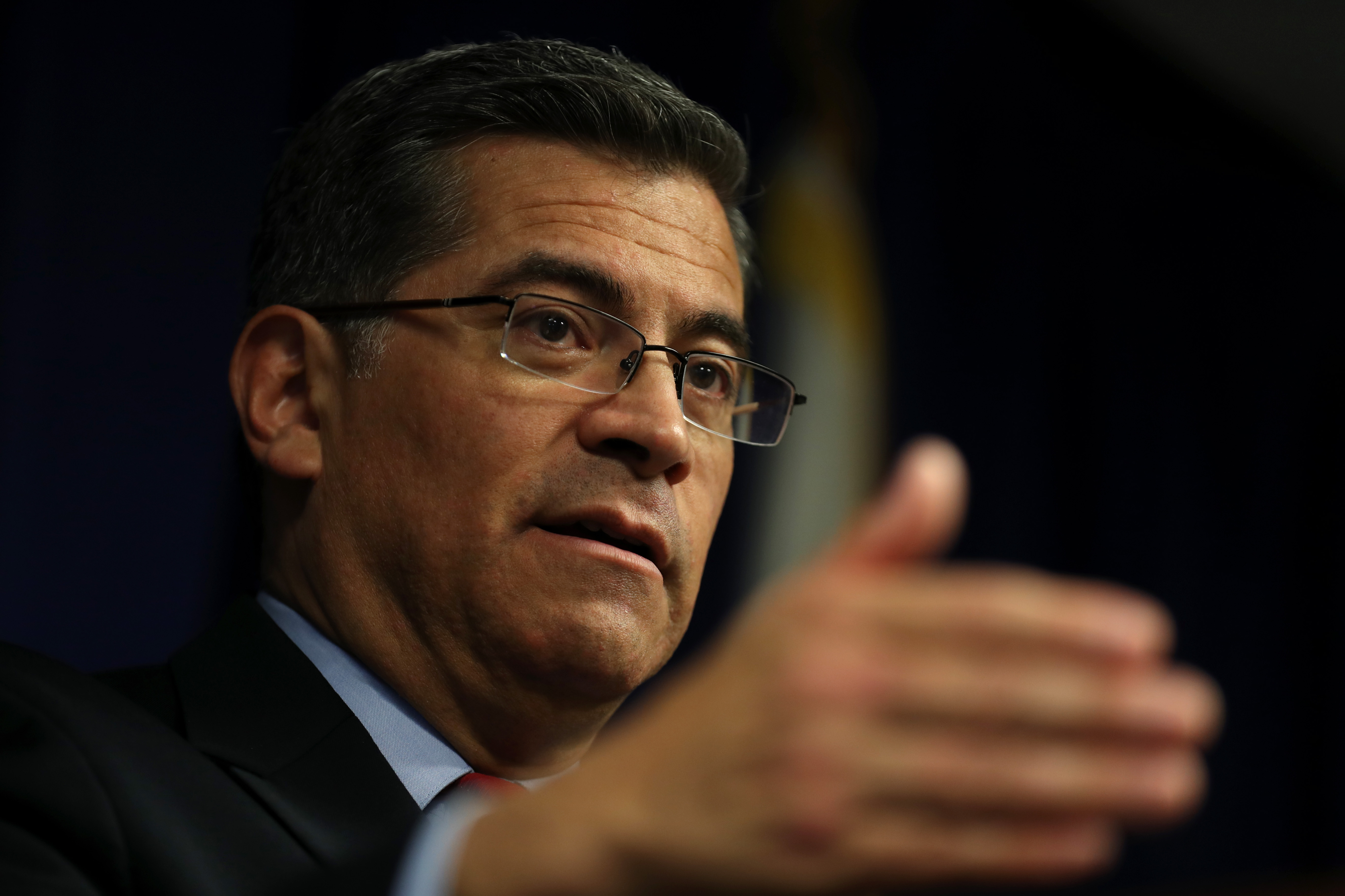 California Attorney General Xavier Becerra speaks to reporters as he announces the results to his office's investigation into the killing of Stephon Clark on March 5, 2019, in Sacramento. (Credit: Justin Sullivan/Getty Images)