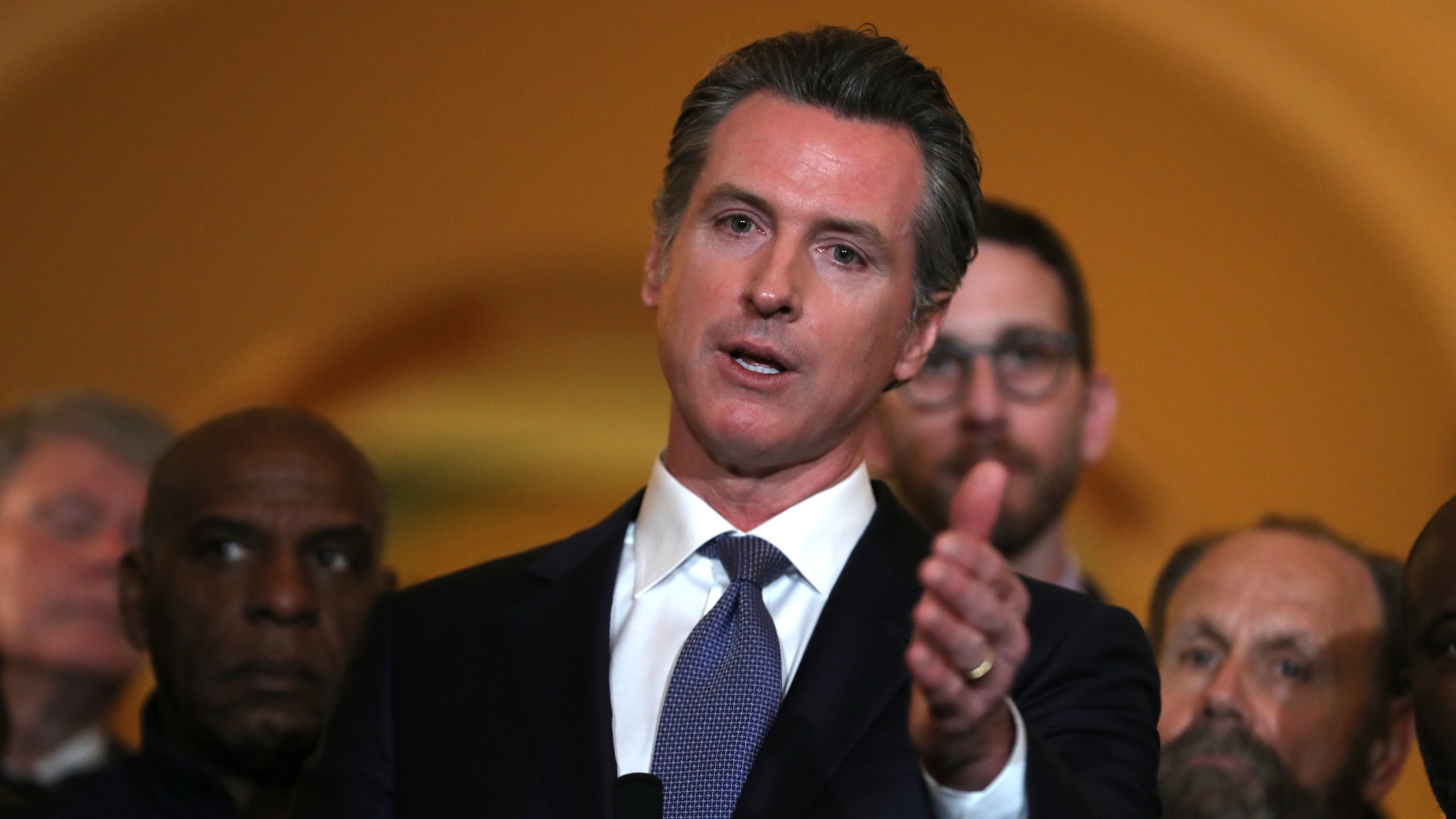 Gov. Gavin Newsom speaks during a news conference at the California State Capitol in Sacramento on March 13, 2019. (Credit: Justin Sullivan / Getty Images)