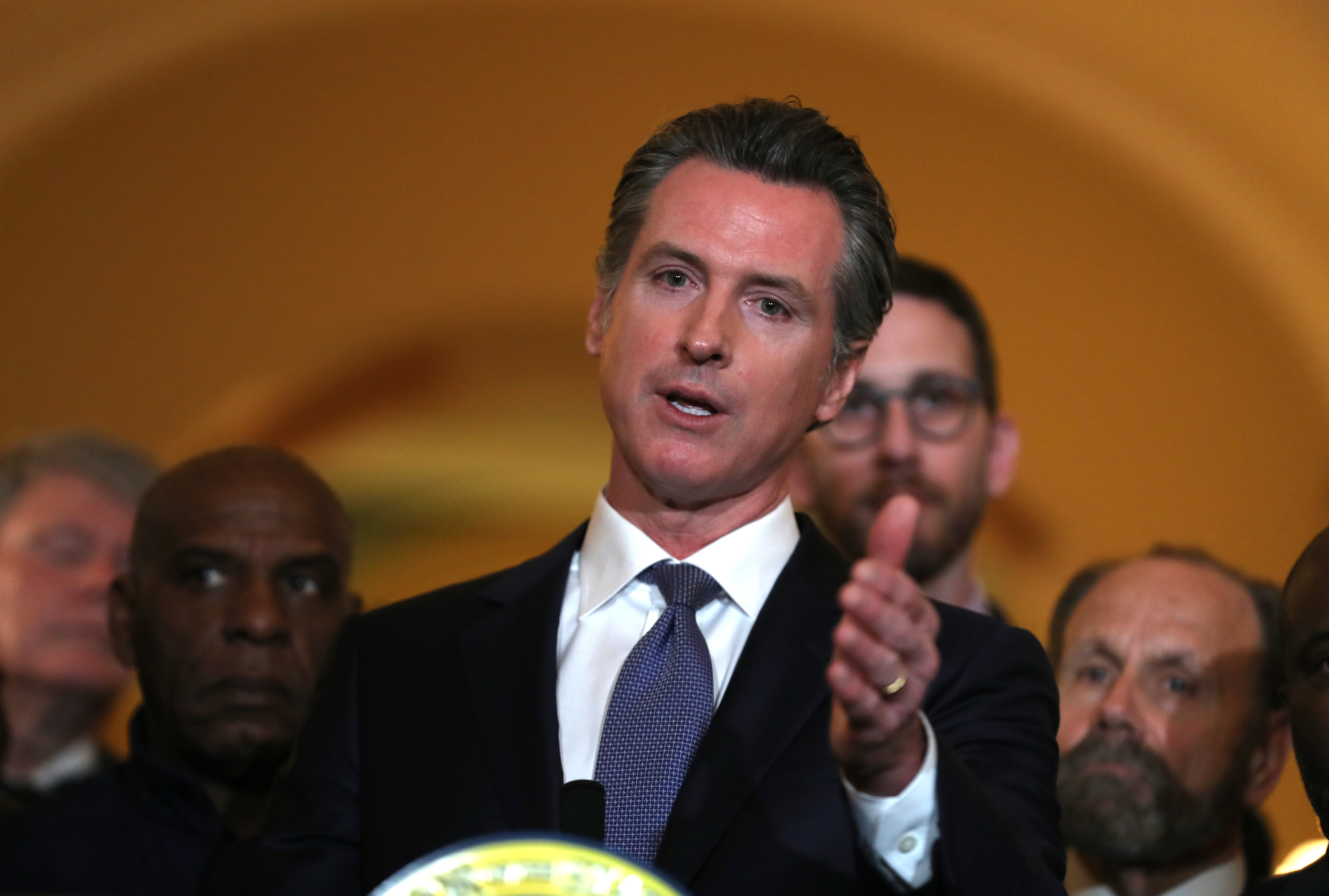 Gov. Gavin Newsom speaks during a news conference at the California State Capitol in Sacramento on March 13, 2019. (Credit: Justin Sullivan / Getty Images)