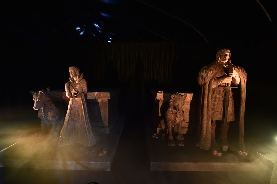 Props can be seen on display at the Game Of Thrones: The Touring Exhibition press launch at Titanic Exhibition Centre on April 10, 2019 in Belfast, Northern Ireland. (Credit: Charles McQuillan/Getty Images)