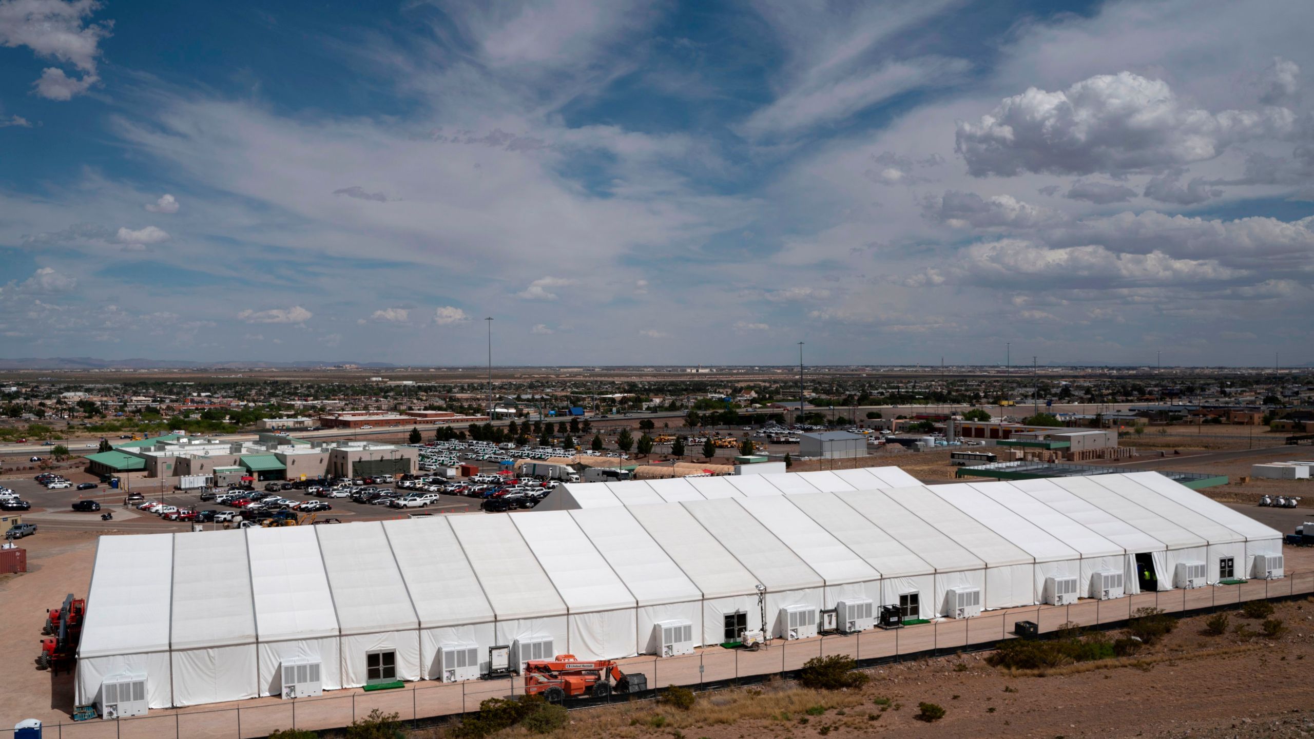 Construction of a new migrant processing facility is underway at the Customs and Border Protection facility in El Paso on April 26, 2019. (Credit: Paul Ratje / AFP / Getty Images)