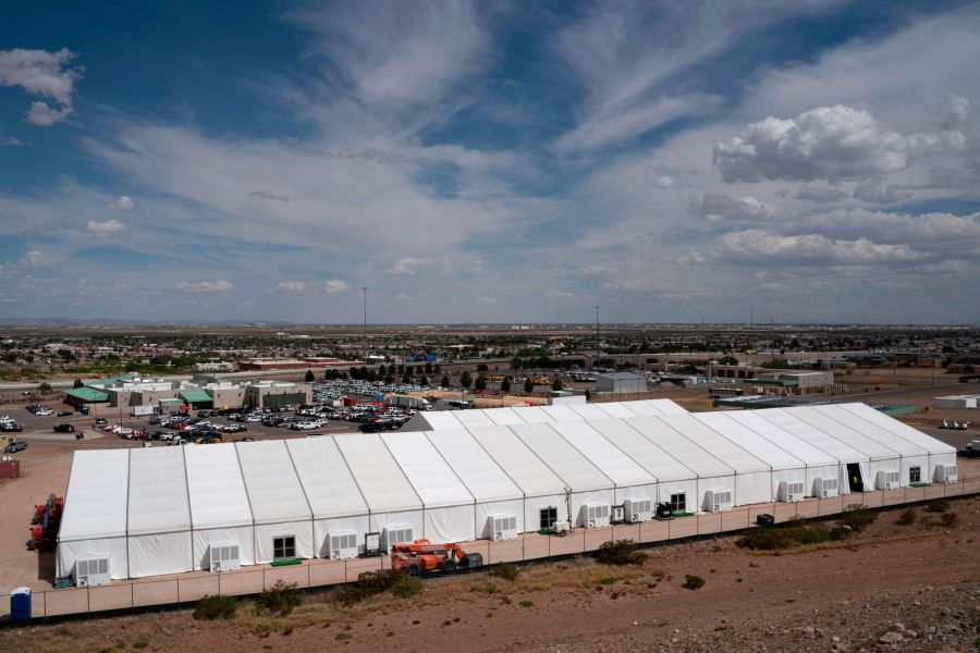 Construction of a new migrant processing facility is underway at the Customs and Border Protection facility in El Paso on April 26, 2019. (Credit: Paul Ratje / AFP / Getty Images)