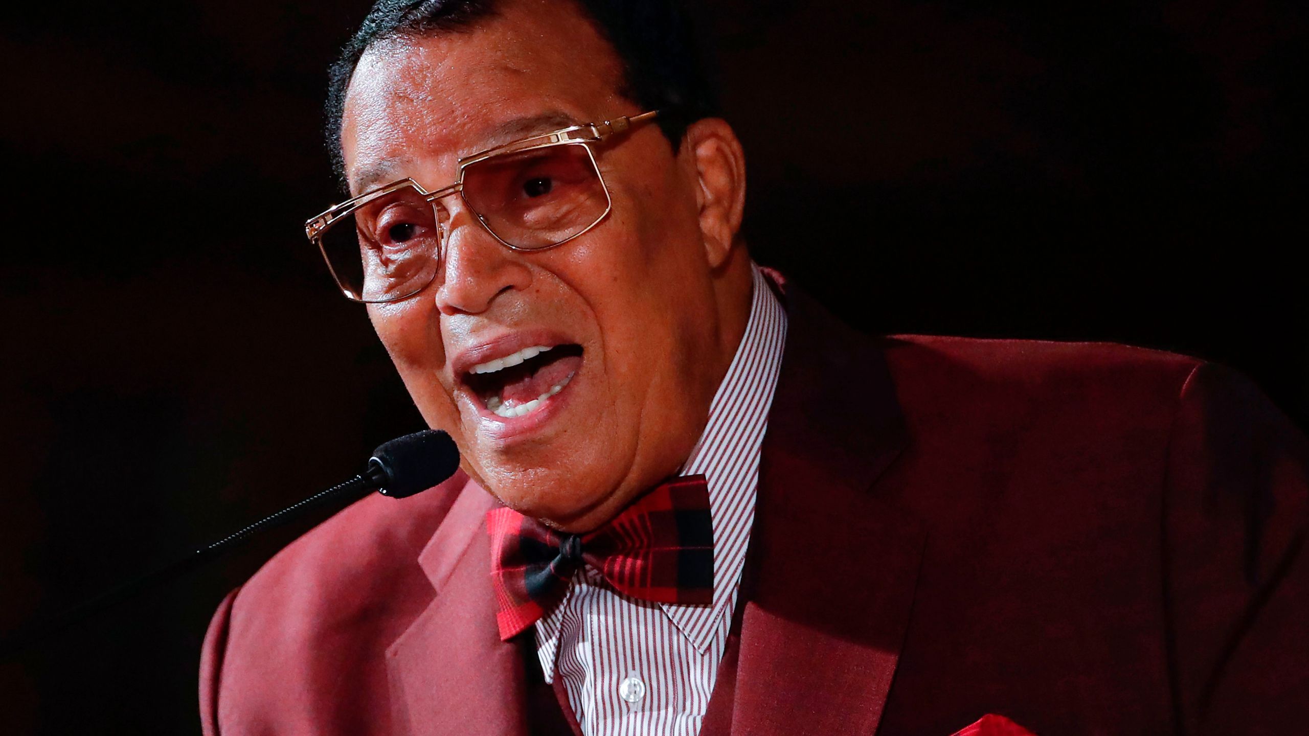 Nation of Islam leader Louis Farrakhan speaks about his ousting from Facebook at St. Sabina Catholic Church in Chicago, Illionis on May 9, 2019. (Credit: KAMIL KRZACZYNSKI/AFP/Getty Images)