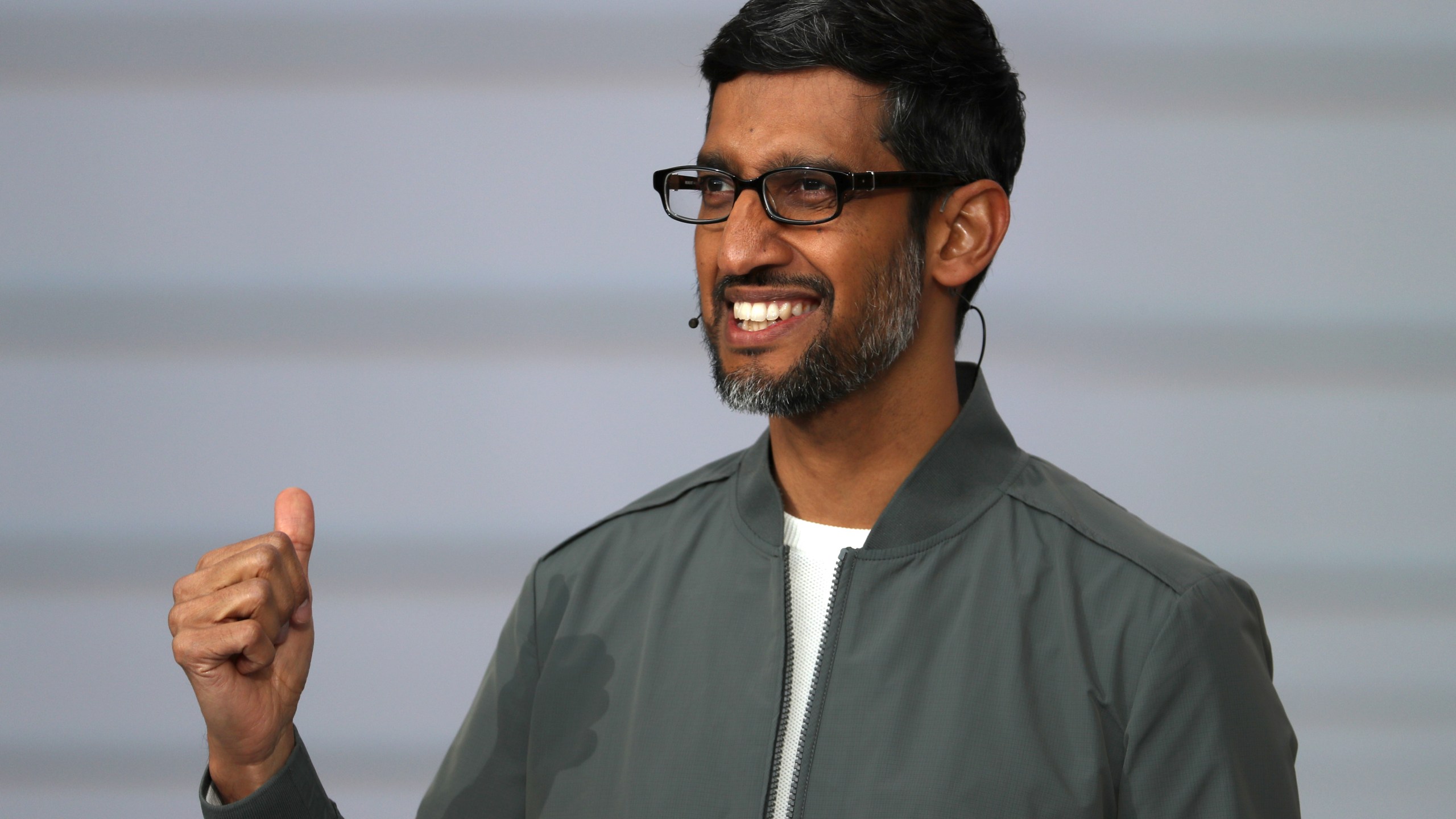 Google CEO Sundar Pichai delivers the keynote address at the 2019 Google I/O conference on May 7, 2019, in Mountain View, California. (Credit: Justin Sullivan/Getty Images)