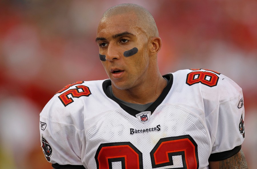 Kellen Winslow II of the Tampa Bay Buccaneers looks on during a game against the Atlanta Falcons in Tampa on Sept. 25, 2011. (Mike Ehrmann / Getty Images)