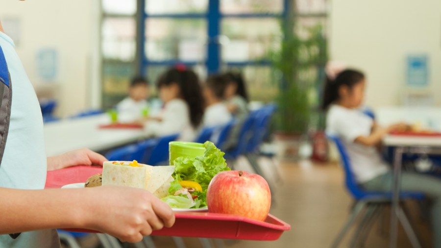 A student hold a lunch tray at a school cafeteria in this file photo. (Credit: iStock / Getty Images Plus)