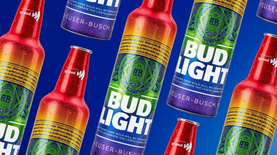 Bud Light will sell rainbow-colored aluminum bottles in bars nationwide from May 27 to June 30 and donate to GLAAD $1 from each case sold. (Credit: GLAAD)