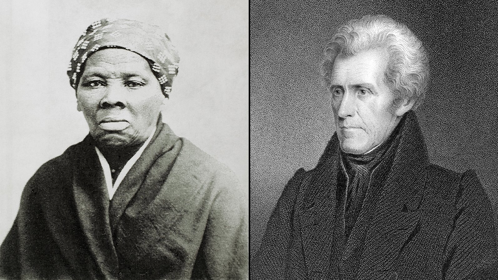 On left, abolitionist heroine Harriet Tubman is pictured. On right, former President Andrew Jackson appears. (Credit: Getty Images via CNN)