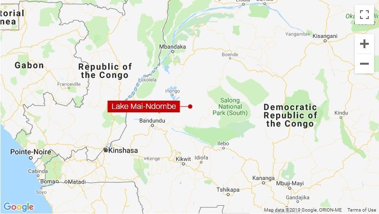 The approximate location of a boat capsizing that left at least 30 dead and dozens missing in a lake in the Democratic Republic of Congo, is seen in this map image from CNN.