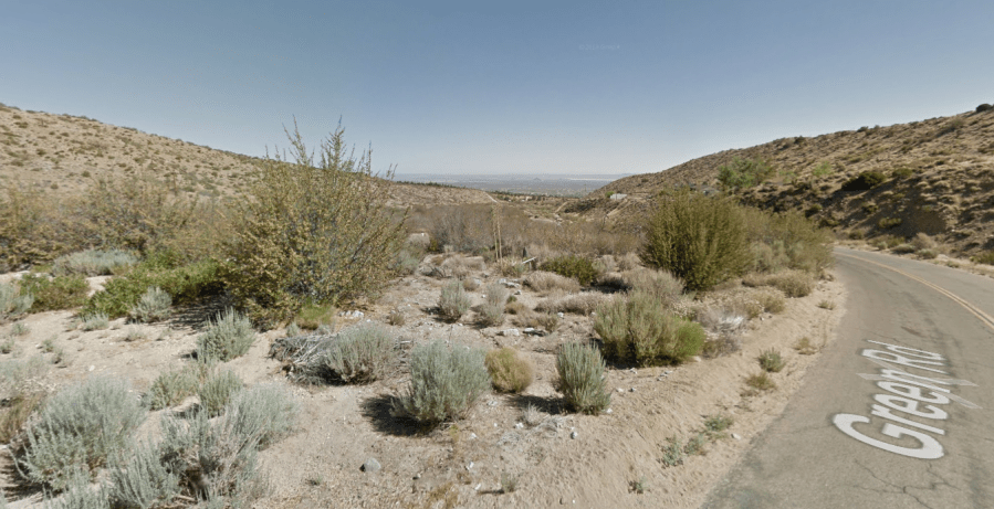 The area Via Vedanta and Green roads in Pinon Hills is seen in a Google Maps Street View image on May 27, 2019.