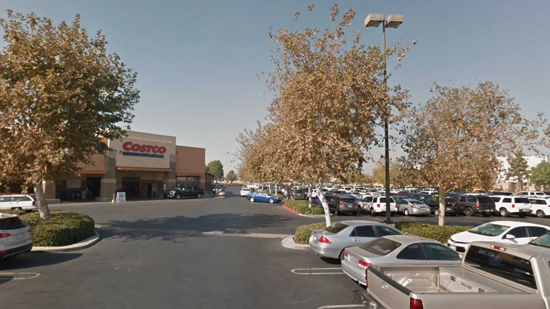 The Costco parking lot in Bakersfield is seen in a Google Maps image.